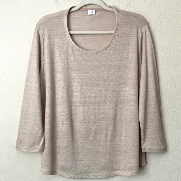 Poetry Tops - Poetry 14 Linen Essential Neutral Tan Contemporary Boxy Blouse Top